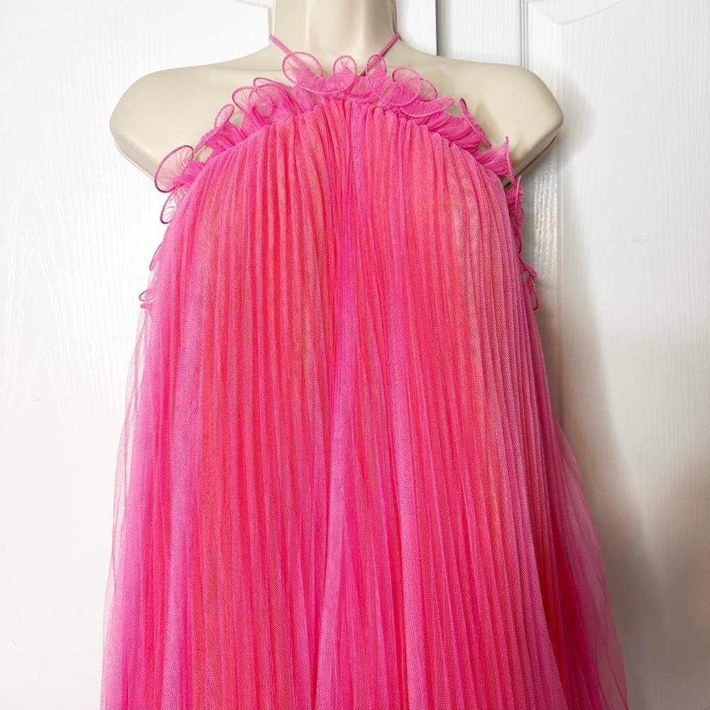 AMUR Pink and Orange Pleated Dress - Picture 6 of 16